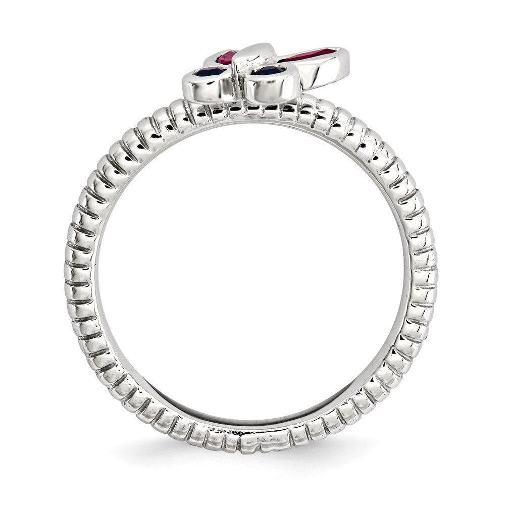 Sterlingsilber Stapelbar Expressions Cr. Rubin, Saphir Schmetterling Ring