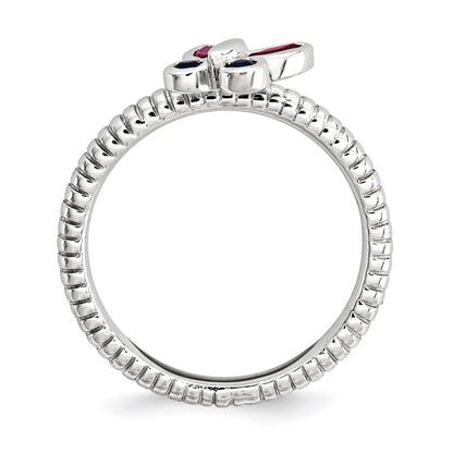 Sterlingsilber Stapelbar Expressions Cr. Rubin, Saphir Schmetterling Ring