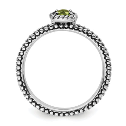 Sterlingsilber Stapelbar Expressions Karo Schliff Peridot Antikisiert Ring