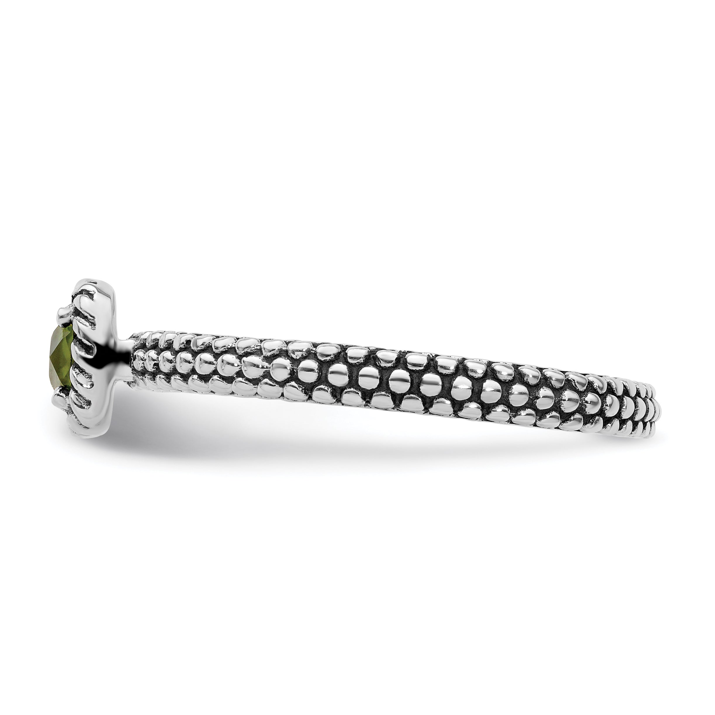Sterlingsilber Stapelbar Expressions Karo Schliff Peridot Antikisiert Ring
