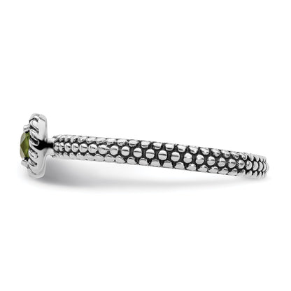 Sterlingsilber Stapelbar Expressions Karo Schliff Peridot Antikisiert Ring
