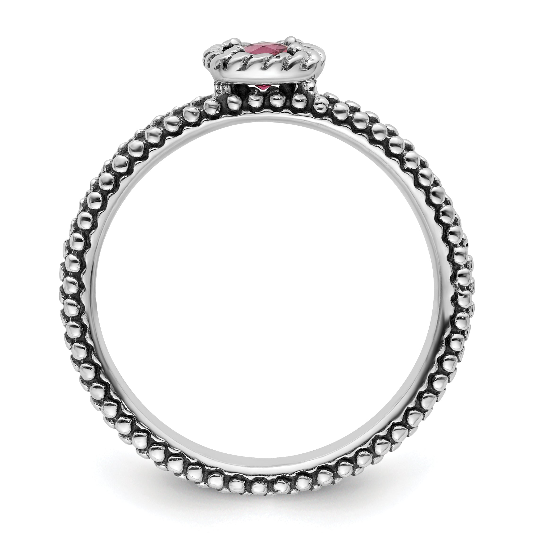 Sterlingsilber Stapelbar Expressions Karo Schliff Rosa Turmalin Ring