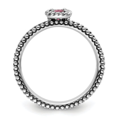 Sterlingsilber Stapelbar Expressions Karo Schliff Rosa Turmalin Ring