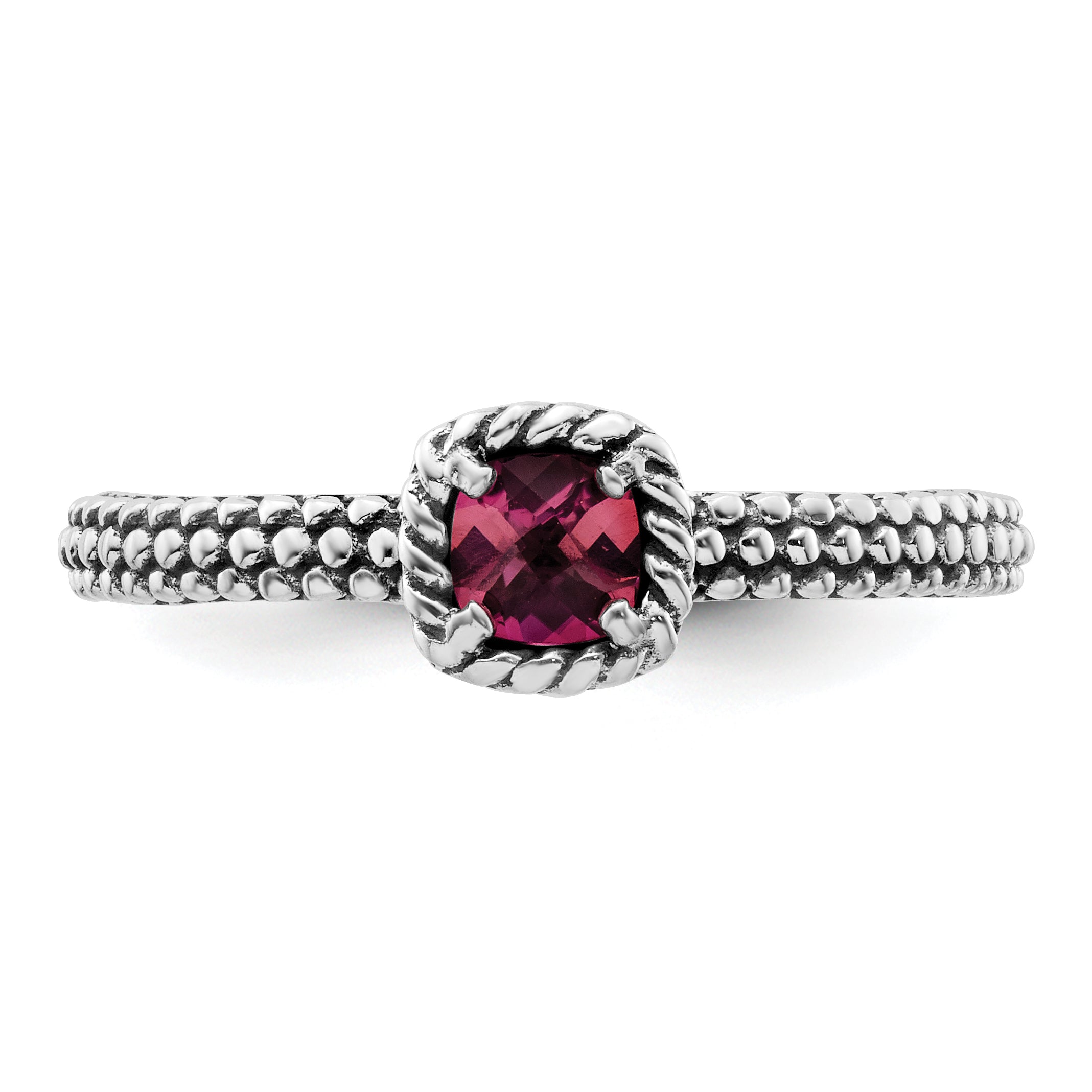 Sterlingsilber Stapelbar Expressions Karo Schliff Rosa Turmalin Ring