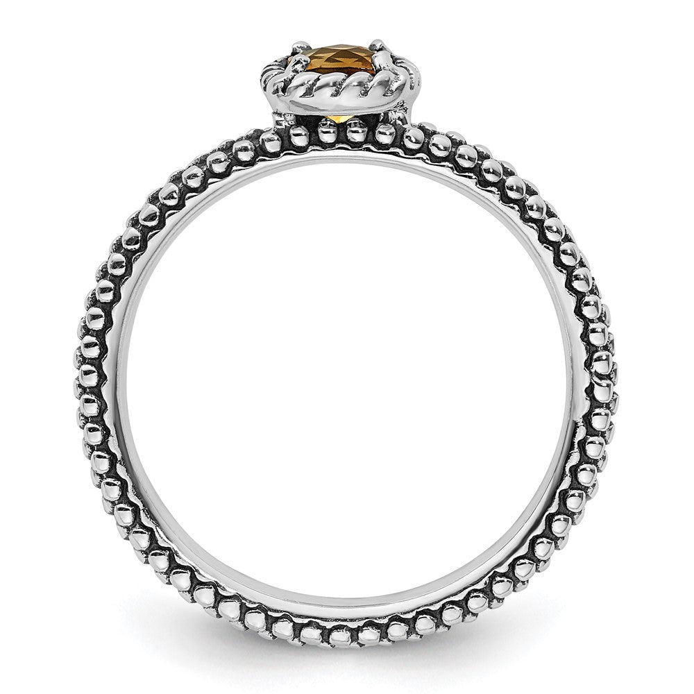 Sterlingsilber Stapelbar Expressions Karo Schliff Citrin Antikisiert Ring