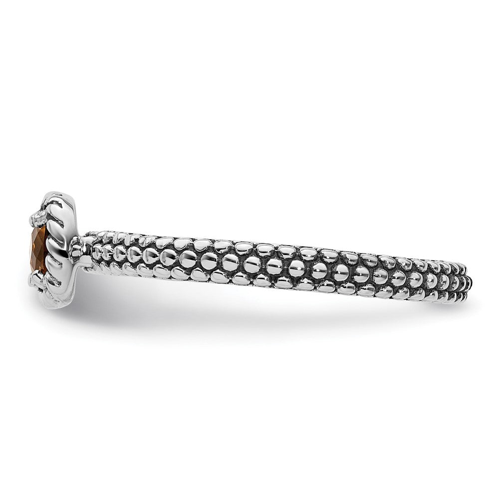 Sterlingsilber Stapelbar Expressions Karo Schliff Citrin Antikisiert Ring