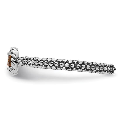 Sterlingsilber Stapelbar Expressions Karo Schliff Citrin Antikisiert Ring