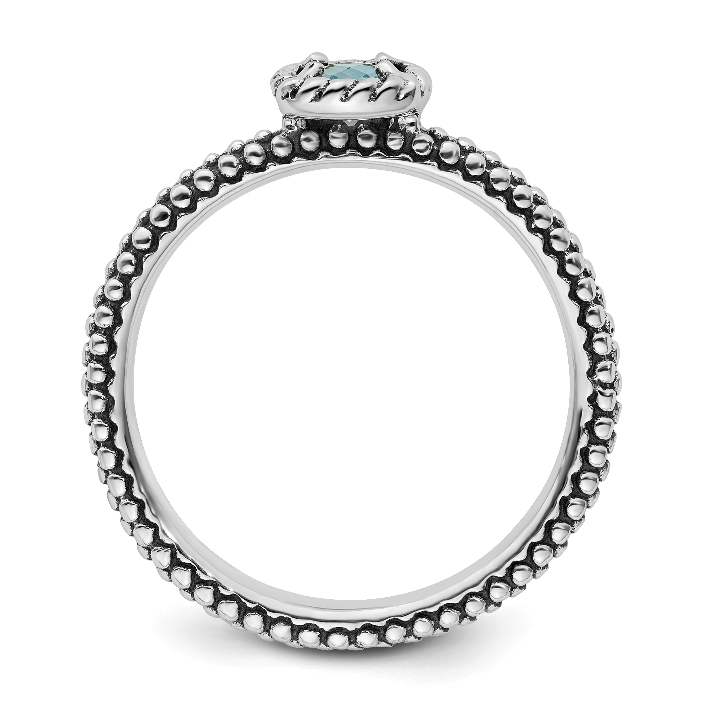 Sterlingsilber Stapelbar Expressions Karo Schliff Blautopas Antikisiert Ring