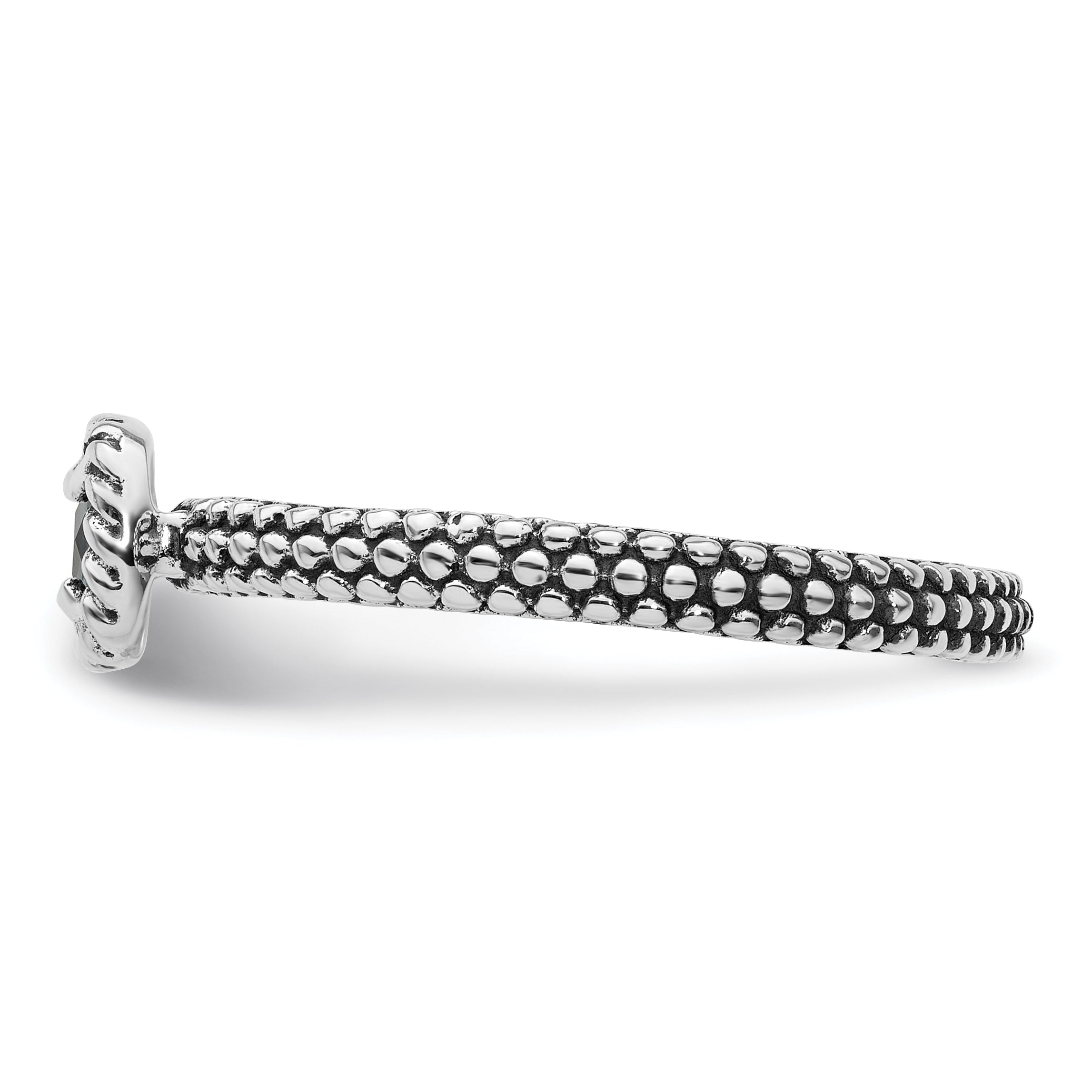 Sterlingsilber Stapelbar Expressions Karo Schliff Blautopas Antikisiert Ring