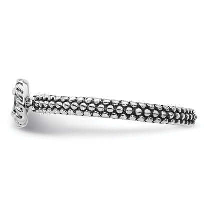 Sterlingsilber Stapelbar Expressions Karo Schliff Blautopas Antikisiert Ring