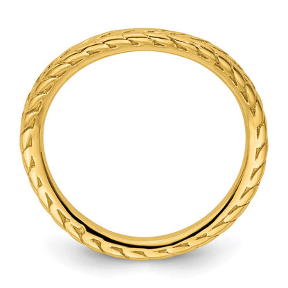 Sterlingsilber Stapelbar Expressions Poliert Vergoldet Welle Ring