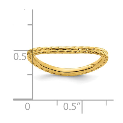Sterlingsilber Stapelbar Expressions Poliert Vergoldet Welle Ring