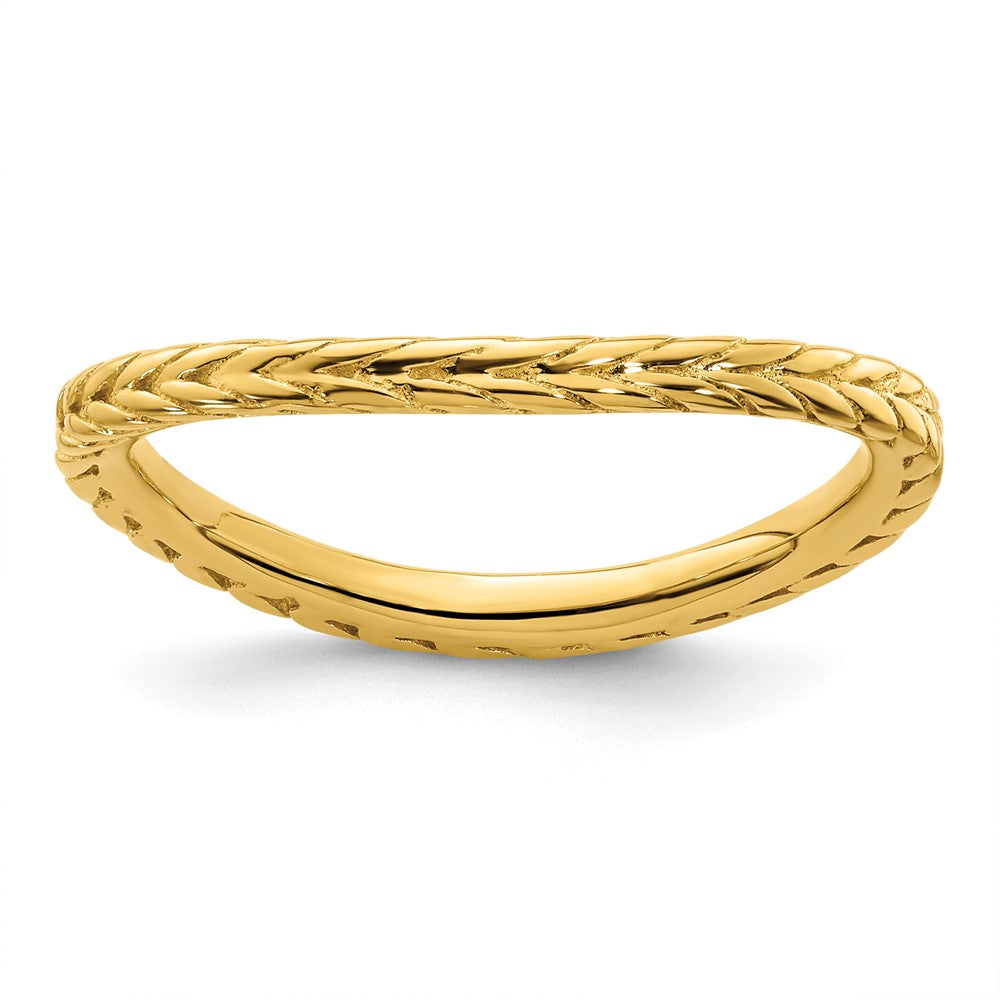 Sterlingsilber Stapelbar Expressions Poliert Vergoldet Welle Ring
