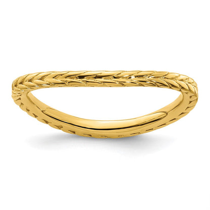 Sterlingsilber Stapelbar Expressions Poliert Vergoldet Welle Ring