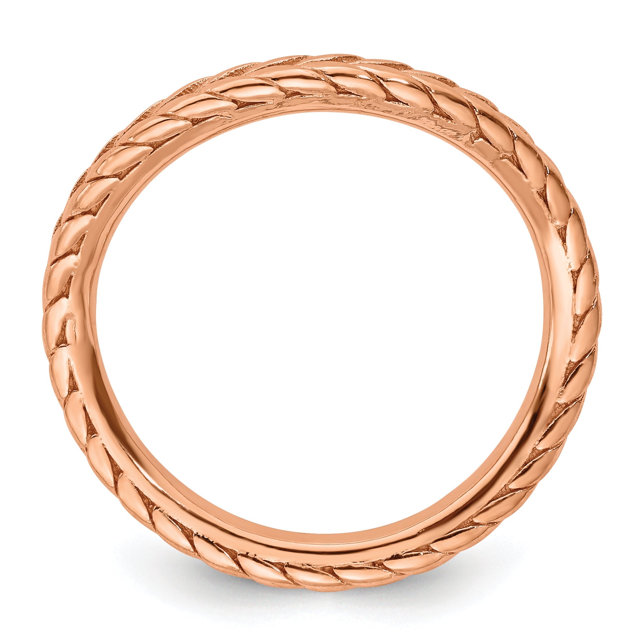 Sterlingsilber Stapelbar Expressions Poliert Rosa Beschichtet Welle Ring