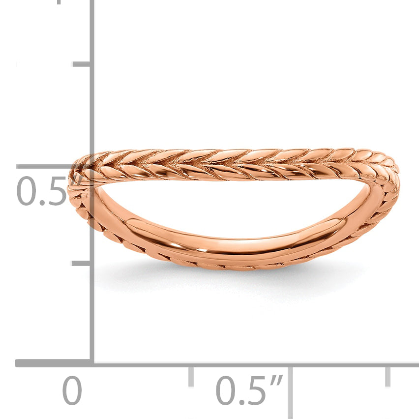 Sterlingsilber Stapelbar Expressions Poliert Rosa Beschichtet Welle Ring