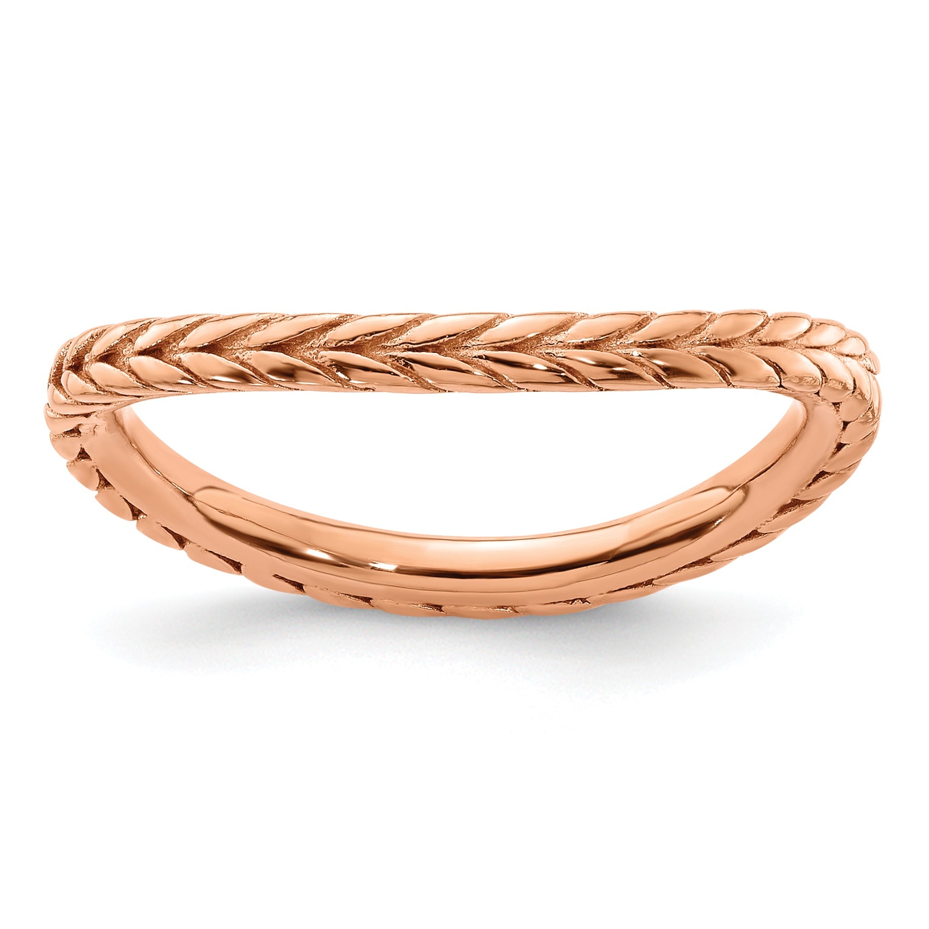 Sterlingsilber Stapelbar Expressions Poliert Rosa Beschichtet Welle Ring
