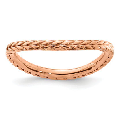 Sterlingsilber Stapelbar Expressions Poliert Rosa Beschichtet Welle Ring