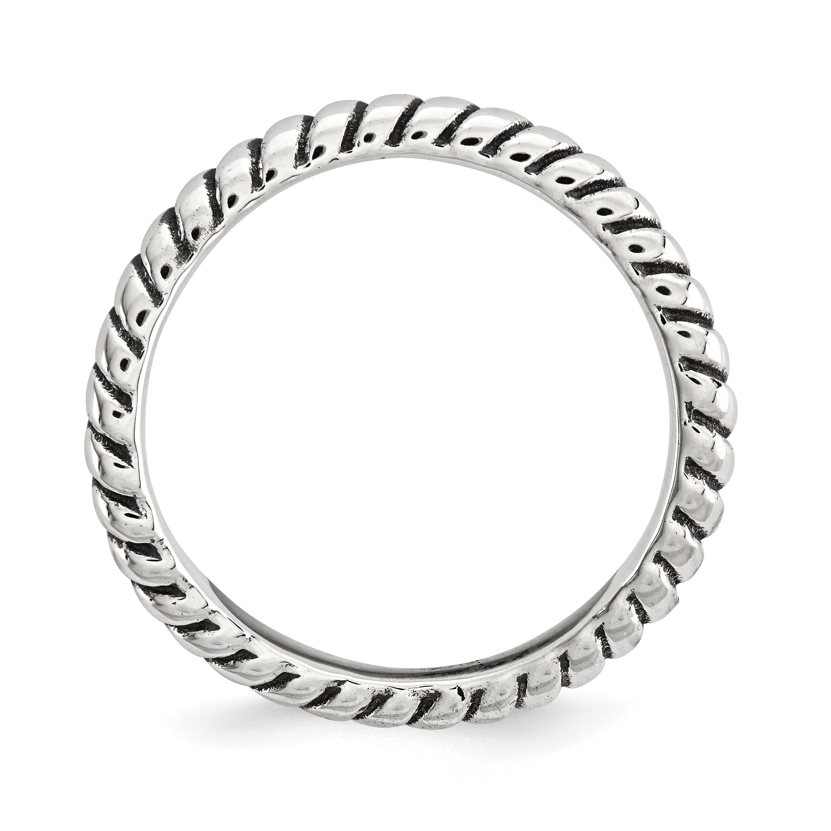 Sterlingsilber Stapelbar Expressions Poliert Antikisiert Welle Ring