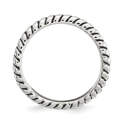 Sterlingsilber Stapelbar Expressions Poliert Antikisiert Welle Ring