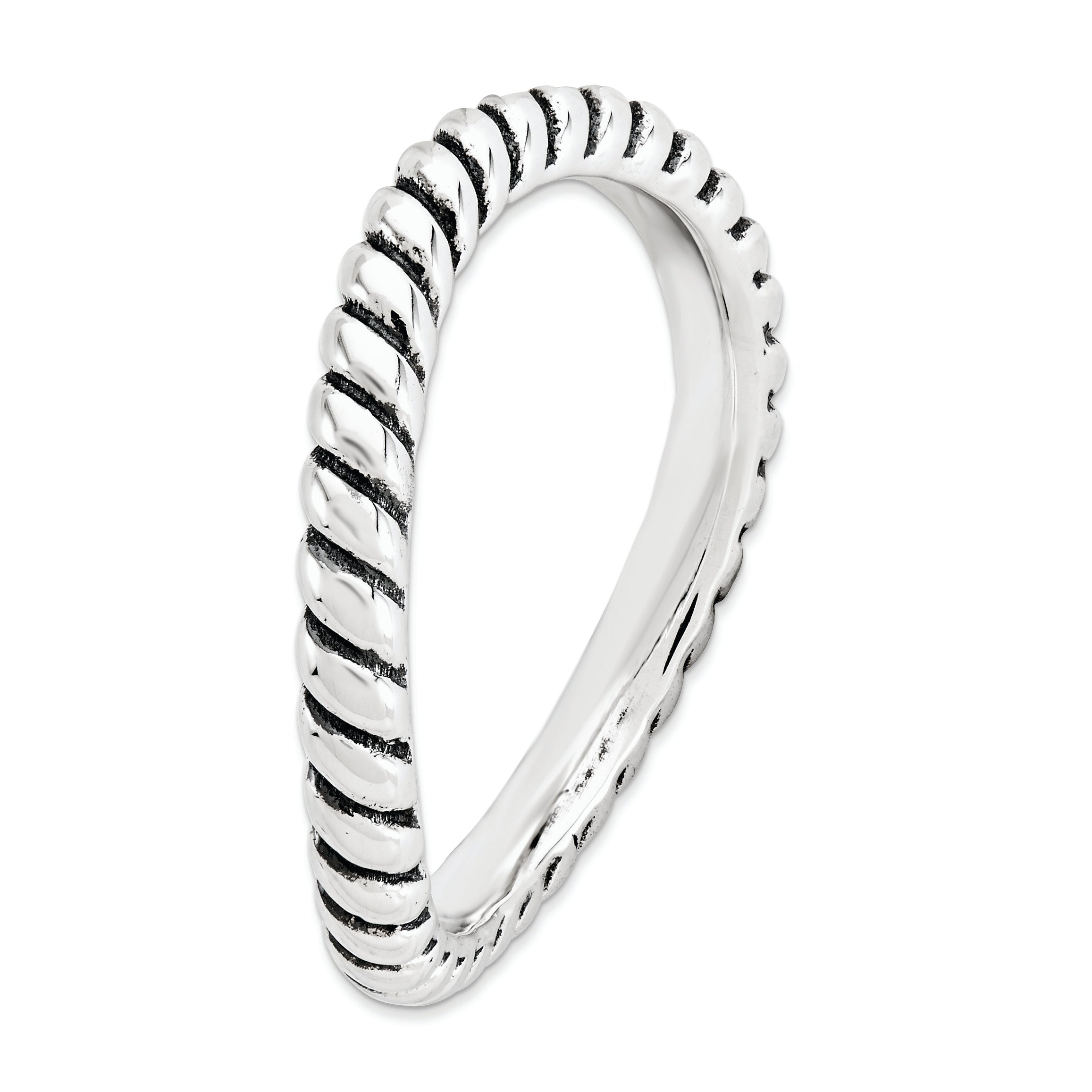 Sterlingsilber Stapelbar Expressions Poliert Antikisiert Welle Ring