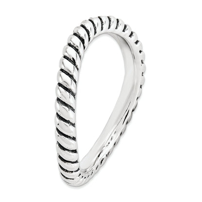 Sterlingsilber Stapelbar Expressions Poliert Antikisiert Welle Ring