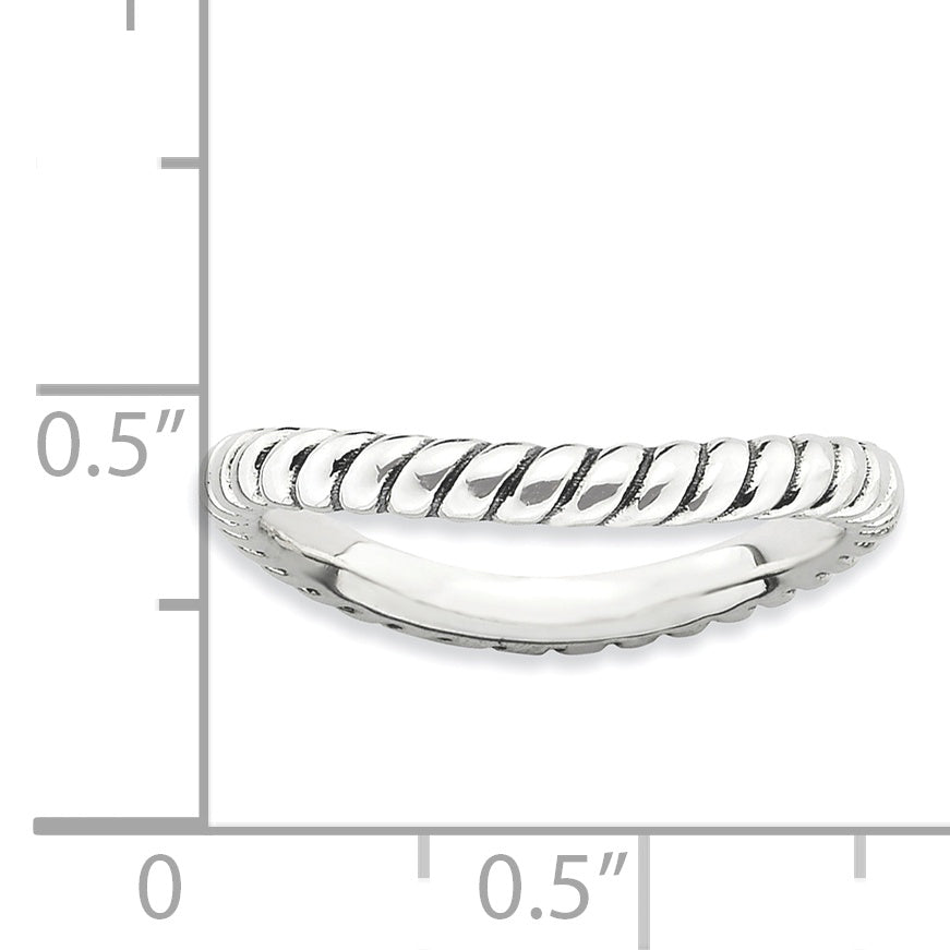 Sterlingsilber Stapelbar Expressions Poliert Antikisiert Welle Ring
