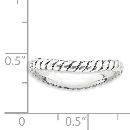 Sterlingsilber Stapelbar Expressions Poliert Antikisiert Welle Ring