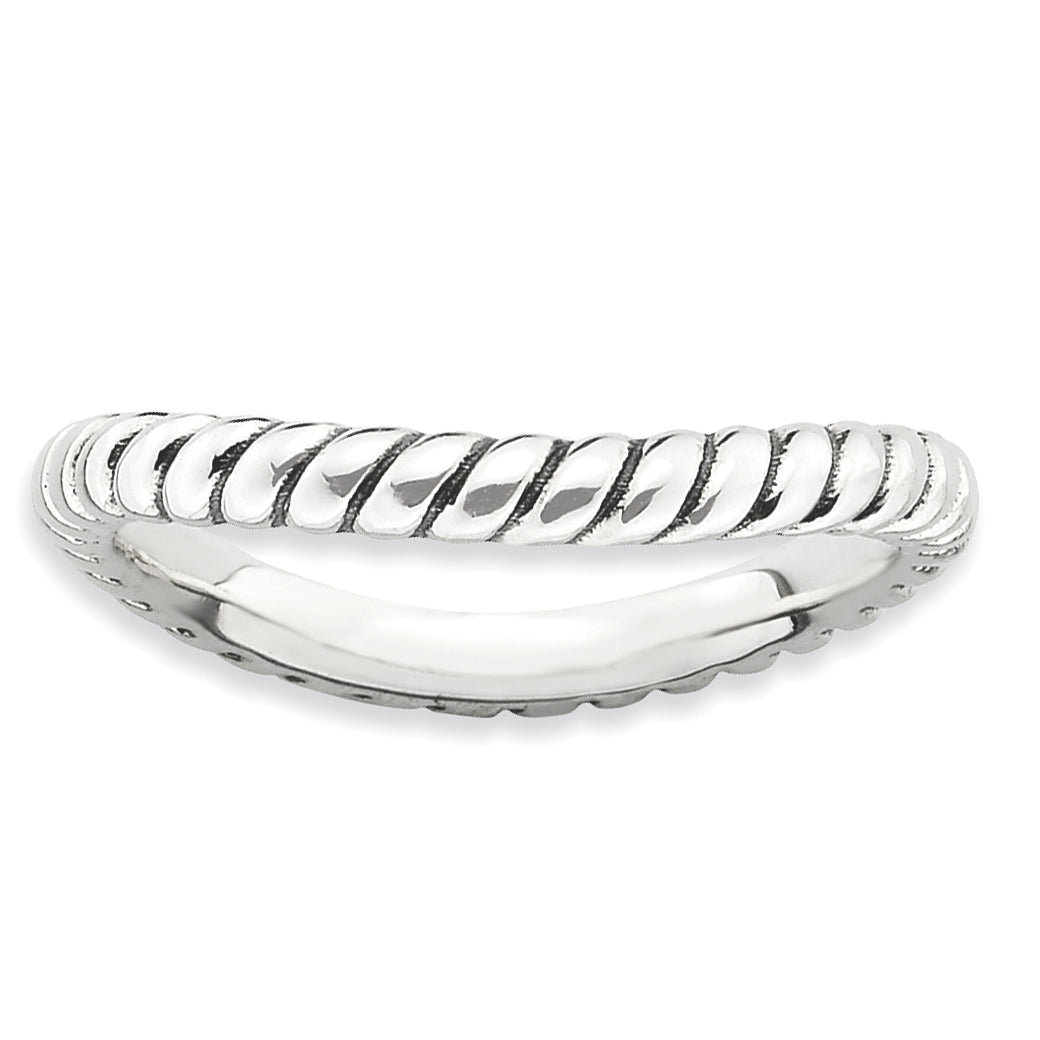Sterlingsilber Stapelbar Expressions Poliert Antikisiert Welle Ring