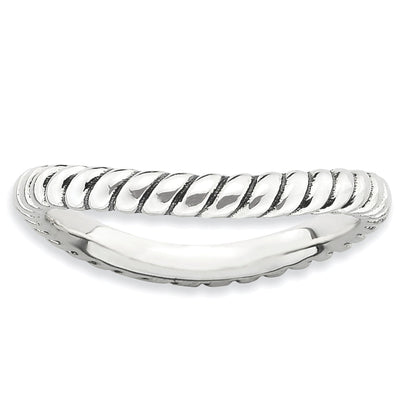 Sterlingsilber Stapelbar Expressions Poliert Antikisiert Welle Ring