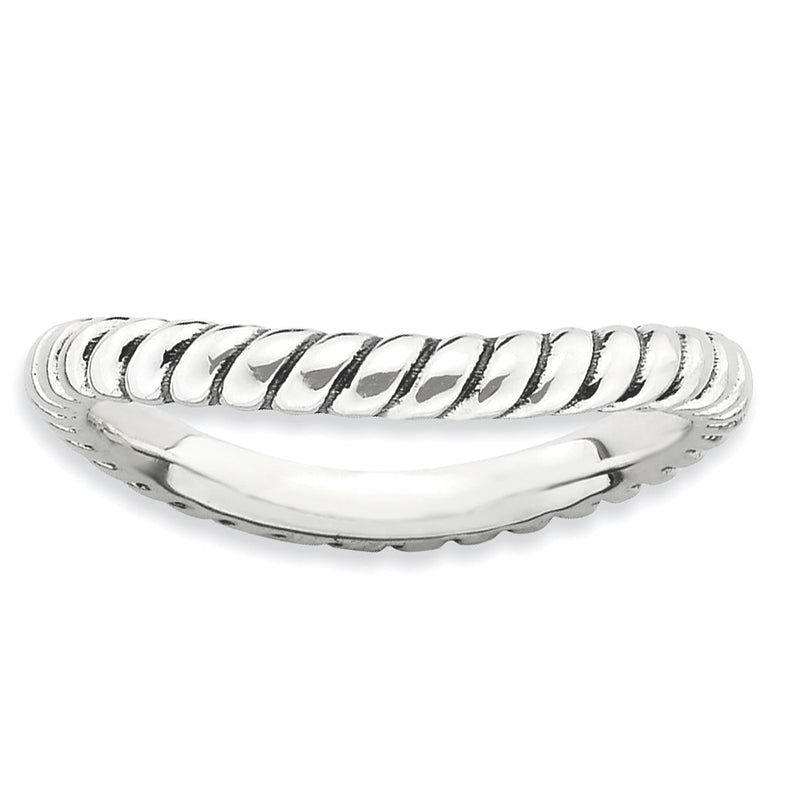 Sterlingsilber Stapelbar Expressions Poliert Antikisiert Welle Ring