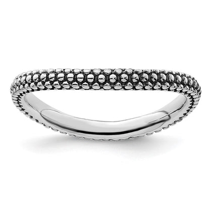 Sterlingsilber Stapelbar Expressions Poliert Antikisiert Welle Ring