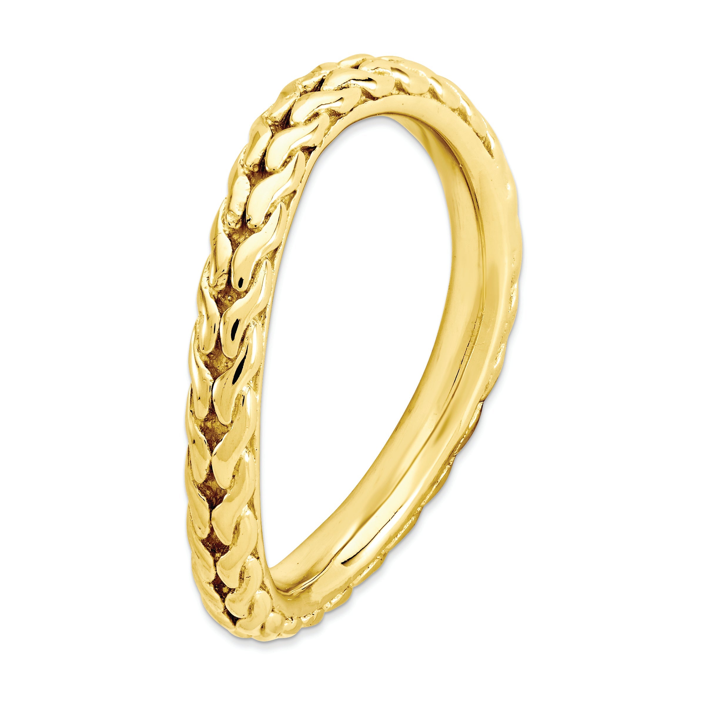 Sterlingsilber Stapelbar Expressions Poliert Vergoldet Welle Ring
