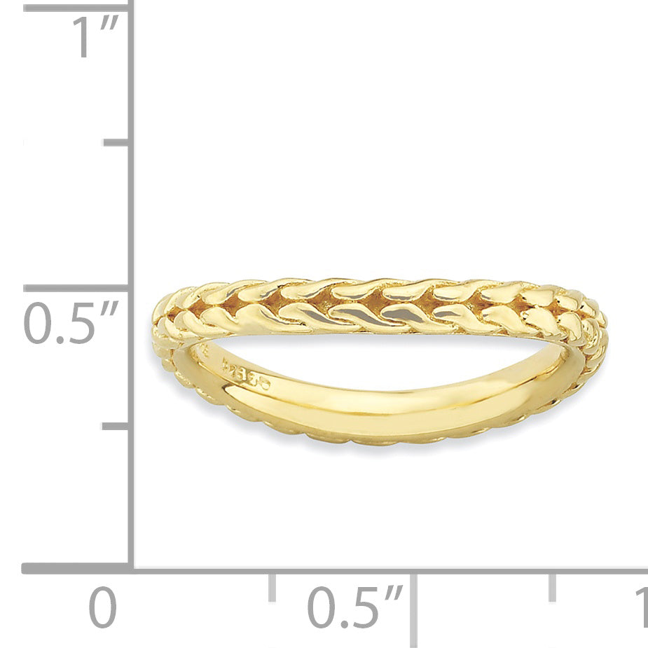 Sterlingsilber Stapelbar Expressions Poliert Vergoldet Welle Ring