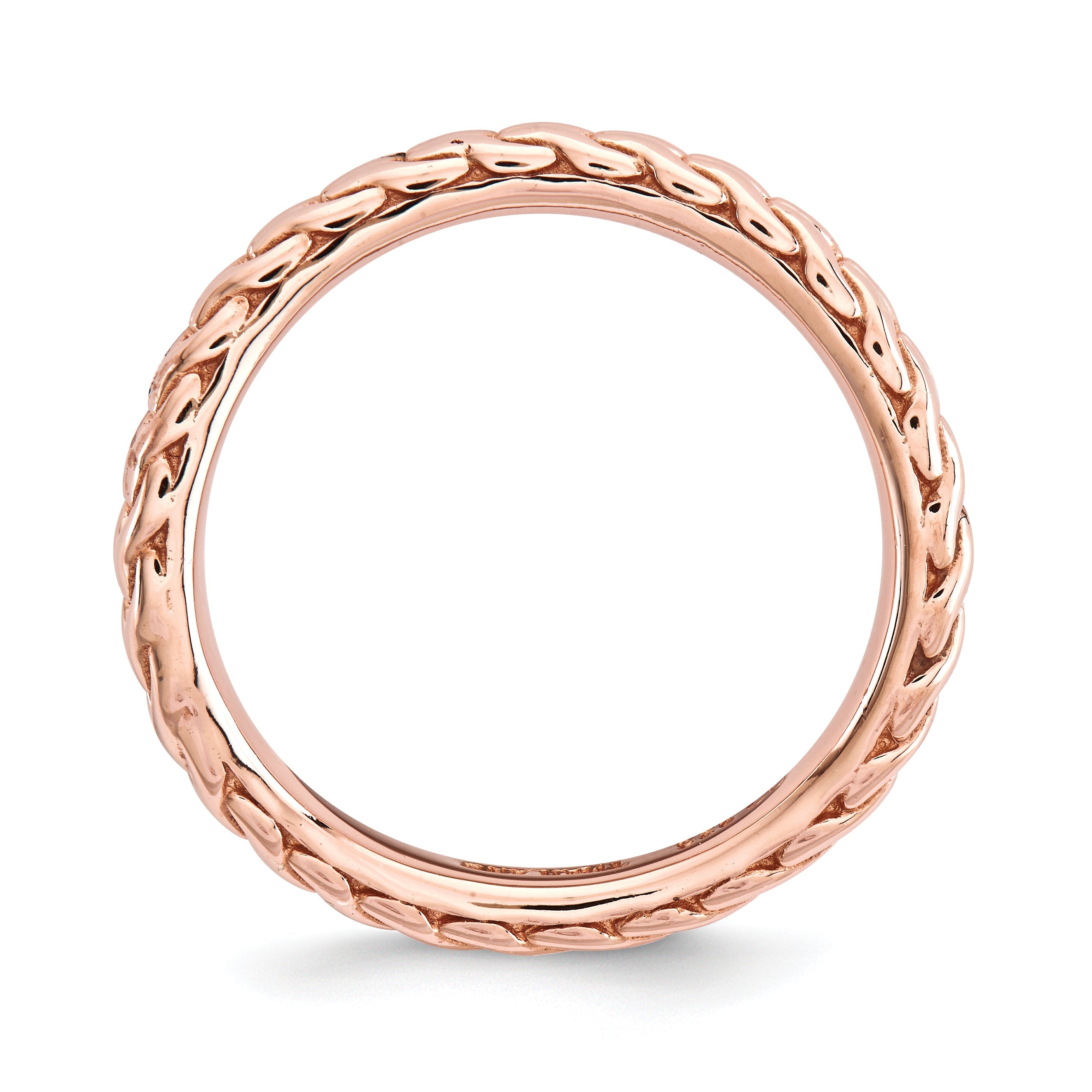 Sterlingsilber Stapelbar Expressions Poliert Rosa Beschichtet Welle Ring