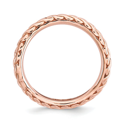 Sterlingsilber Stapelbar Expressions Poliert Rosa Beschichtet Welle Ring
