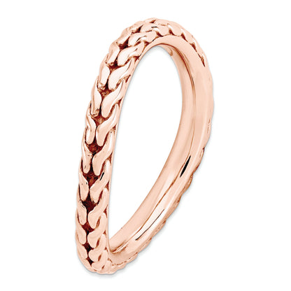 Sterlingsilber Stapelbar Expressions Poliert Rosa Beschichtet Welle Ring