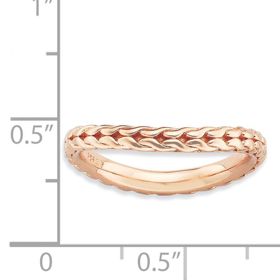 Sterlingsilber Stapelbar Expressions Poliert Rosa Beschichtet Welle Ring