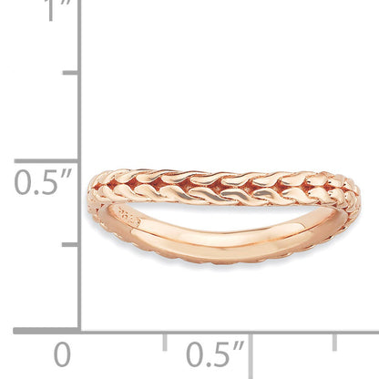 Sterlingsilber Stapelbar Expressions Poliert Rosa Beschichtet Welle Ring