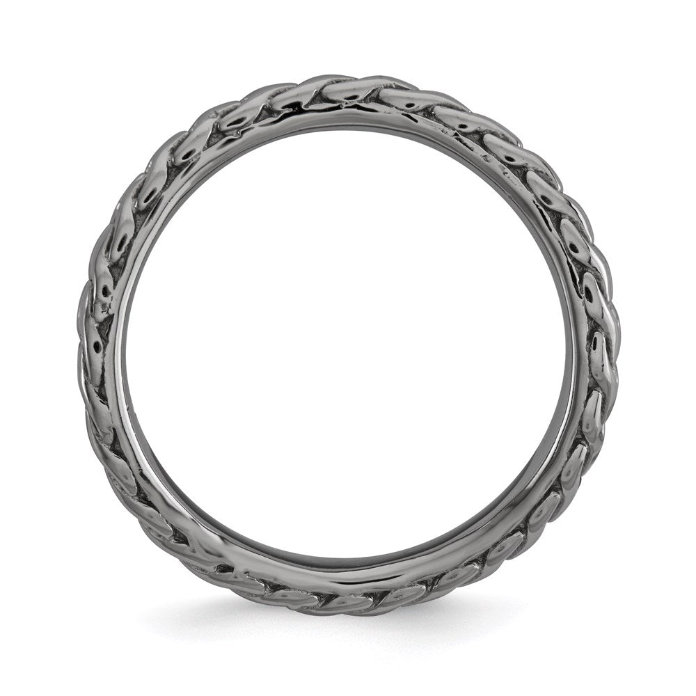 Sterlingsilber Stapelbar Expressions Poliert Schwarz Beschichtet Welle Ring
