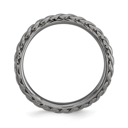 Sterlingsilber Stapelbar Expressions Poliert Schwarz Beschichtet Welle Ring