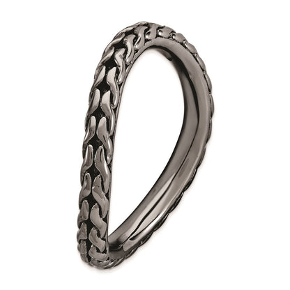 Sterlingsilber Stapelbar Expressions Poliert Schwarz Beschichtet Welle Ring