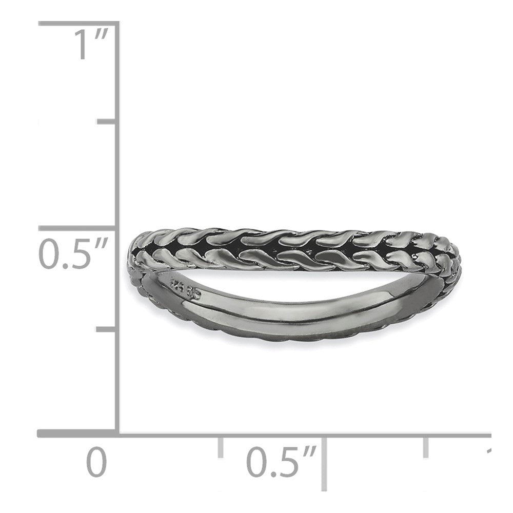 Sterlingsilber Stapelbar Expressions Poliert Schwarz Beschichtet Welle Ring