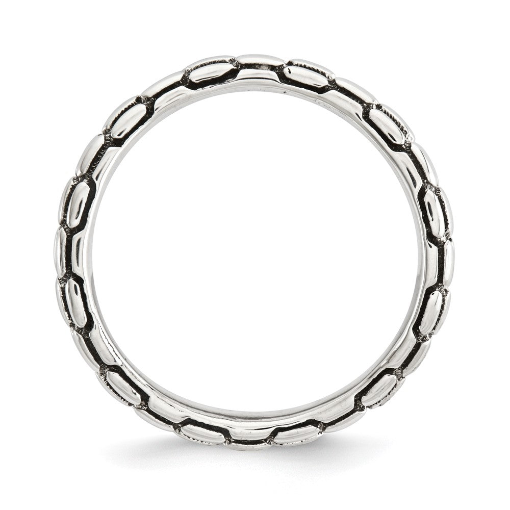Sterlingsilber Stapelbar Expressions Poliert Antikisiert Welle Ring