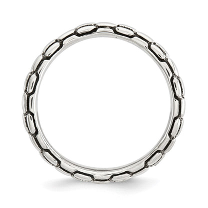 Sterlingsilber Stapelbar Expressions Poliert Antikisiert Welle Ring