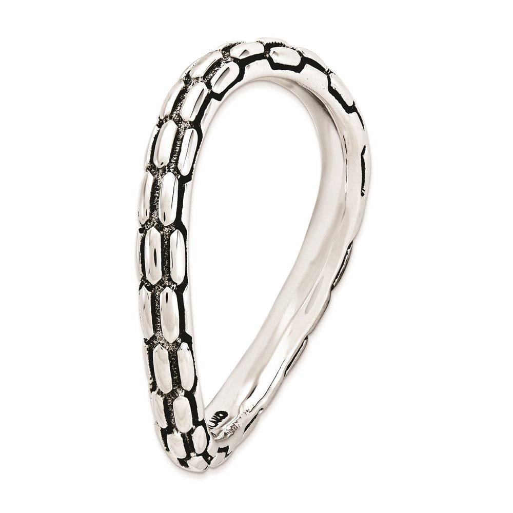 Sterlingsilber Stapelbar Expressions Poliert Antikisiert Welle Ring