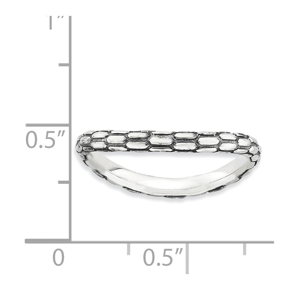 Sterlingsilber Stapelbar Expressions Poliert Antikisiert Welle Ring