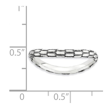 Sterlingsilber Stapelbar Expressions Poliert Antikisiert Welle Ring