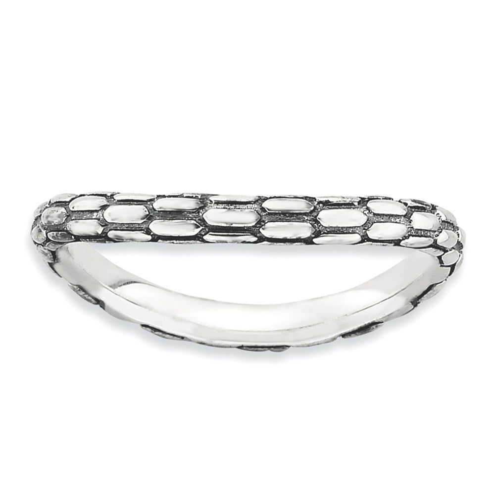 Sterlingsilber Stapelbar Expressions Poliert Antikisiert Welle Ring