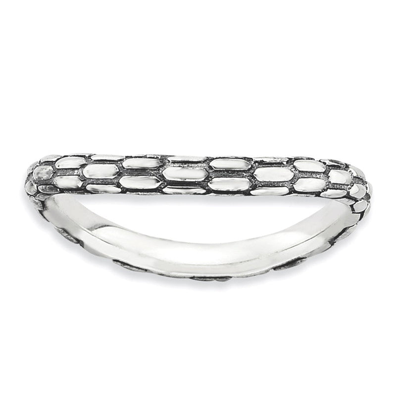 Sterlingsilber Stapelbar Expressions Poliert Antikisiert Welle Ring